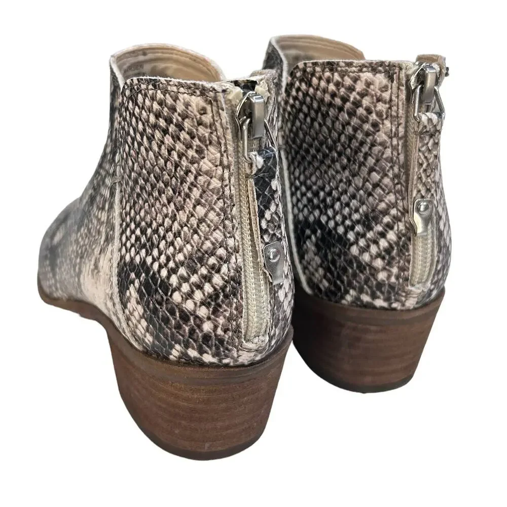 Dolce Vita Karsen Snake Print Ankle Booties Faux Leather Vegan Women's Size 6